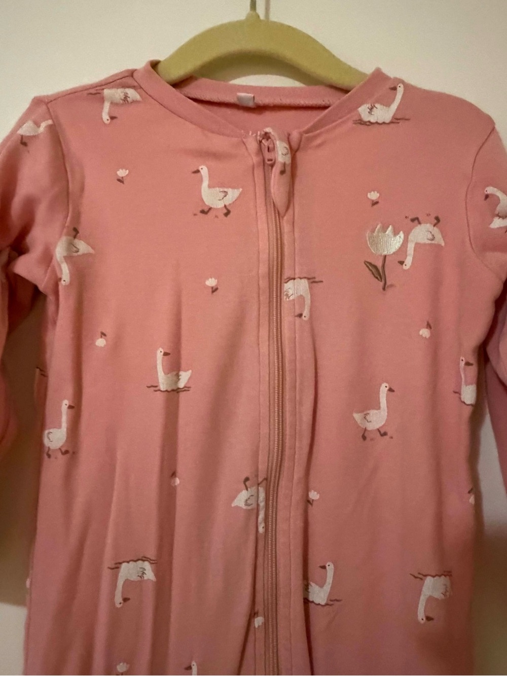 5/$30🍒Kids Pink Swan Footed One-Piece Pajama